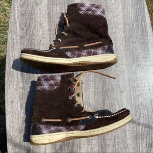 Sperry Brown Suede Fair Isle Top Sider Lace Up Boots Size 7M